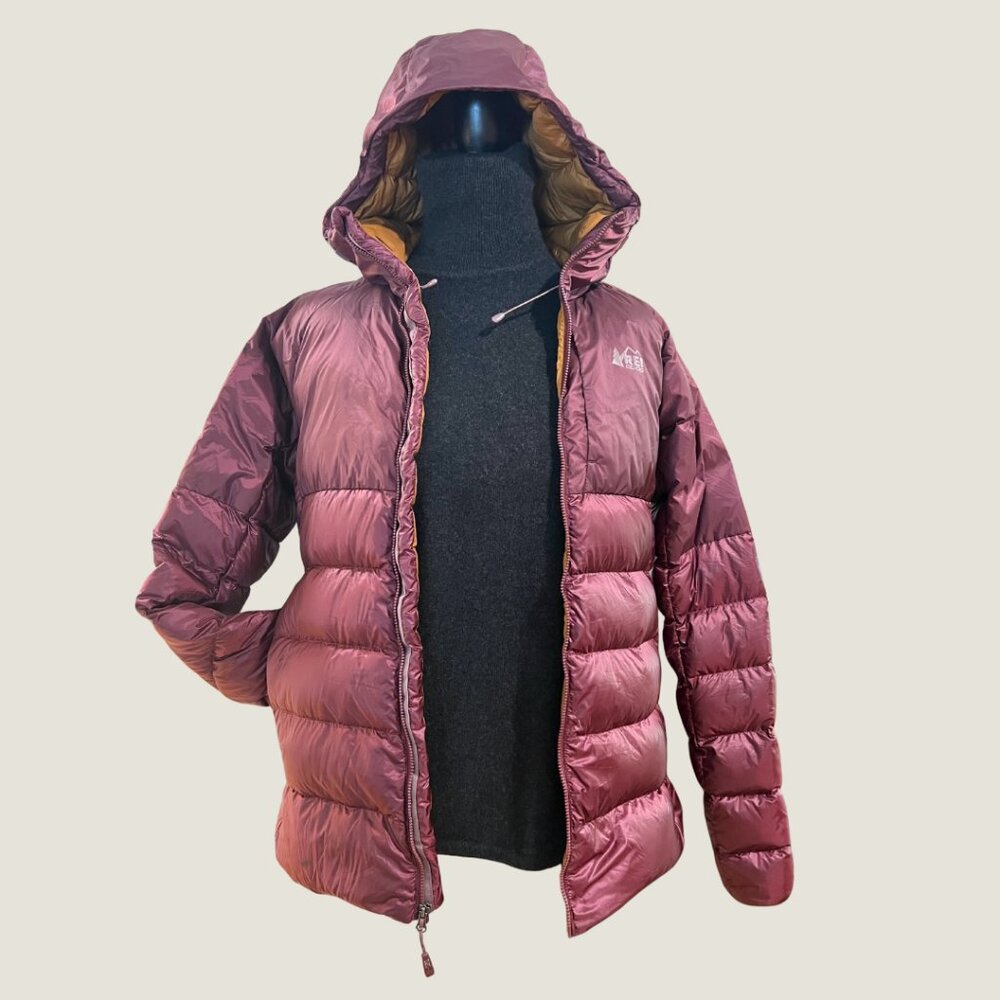 SOLD🎊 REI Co-op Stratocloud Down Hoodie Jacket Burgundy Women’s L NEW